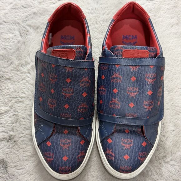 MCM Mens Blue Monogram Visetos Coated Canvas Low-top Sneaker SZ 45 /11 main image 5